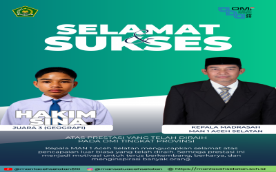 Gemilang di OMI 2026, Hakim Sina Raih Juara 3 Geografi Tingkat Provinsi